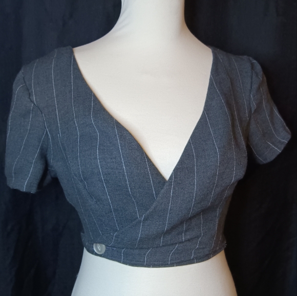 Pinstripe Handmade Wrap Top - Picture 2 of 9